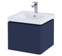RAK Ceramics Resort Wall Hung Single Drawer Vanity Unit | Matt Denim Blue | MDF | 550mm
