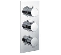 RAK Ceramics Round Concealed 3 Handle Thermostatic Triple Control Shower Valve | Chrome | Brass | 130mm x 285mm x 60mm