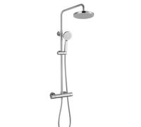 RAK Ceramics Round Cool Touch Thermostatic Shower Column with Fixed Head and Shower Kit | Chrome | Metal | 270mm x 680mm x 510mm