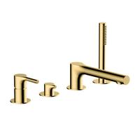 RAK Ceramics Sorrento Deck Mounted 4 Tap Hole Bath Shower Mixer Tap | Brushed Gold | Brass | 300mm x 221mm x 278mm
