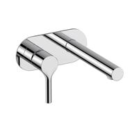 RAK Ceramics Sorrento Wall Mounted Basin Mixer with Back Plate in Brushed Nickel Finish: Brushed Nickel