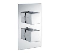 RAK Ceramics Square Concealed 2 Handle Thermostatic Single Control Shower Valve | Chrome | Brass | 130mm x 240mm x 131mm