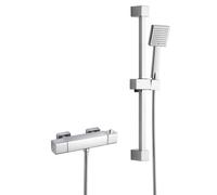 RAK Ceramics Square Cool Touch Exposed Thermostatic Shower Valve With Slide Rail Kit | Chrome | Brass | 294mm x 810mm x 58mm