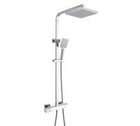 RAK Ceramics Square Cool Touch Thermostatic Shower Column with Fixed Head and Shower Kit | Chrome | Brass | 294mm x 735mm x 510mm