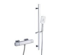 RAK Ceramics Square Cool Touch Thermostatic Shower Valve with Slide Rail Kit | Chrome | Brass | 290mm x 700mm x 65mm