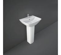 RAK Ceramics Summit Wall Hung Basin with 1 Tap Hole and Full Pedestal | White | 500mm