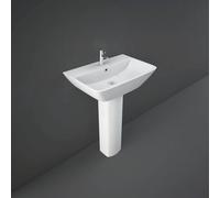 RAK Ceramics Summit Wall Hung Basin with 1 Tap Hole and Full Pedestal | White | 600mm