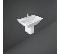 RAK Ceramics Summit Wall Hung Basin with 1 Tap Hole and Semi Pedestal | White | 600mm