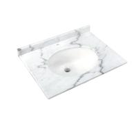 RAK Ceramics Washington Marble Counter Top with Drop In Basin and 1 Tap Hole | White | 600mm