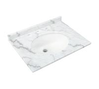 RAK Ceramics Washington Marble Counter Top with Drop In Basin and 3 Tap Holes | White | 600mm