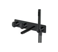 RAK Ceramics Horizontal Concealed Thermostatic Dual Control Shower Valve with Handset and Bath Spout | Matt Black | Brass | 380mm x 327mm x 310mm