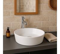 RAK Feeling Round Countertop Wash Basin 420mm Wide - Alpine White