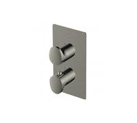 RAK Rectangular Two Outlet Thermostatic Concealed Shower Valve and Dual Lever Handle Brushed Nickel Finish: Brushed Nickel