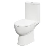 RAK Tonique Open Back Close Coupled Toilet with Soft Close Toilet Seat | White | ABS Polished Chrome | 370mm x 825mm x 640mm