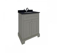 RAK Washington Freestanding 600mm 2 Door Vanity Unit With Worktop & Basin 1 Tap Hole Black Worktop Cappucino Unit Finish: Black Worktop Cappucino