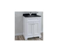 RAK Washington Freestanding 600mm 2 Door Vanity Unit With Worktop & Basin 1 Tap Hole Black Worktop White Unit Finish: Black Worktop White Unit, Pl