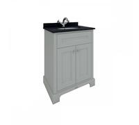 RAK Washington Freestanding 800mm 2 Door Vanity Unit With Worktop & Basin 3 Tap Holes Black Worktop Greige Unit Finish: Black Worktop Greige Unit,