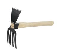 Rake with Wooden Handle Garden Dig Soil Tool Handheld Hoe Garden Tool Hoe with Wooden Handle Dual-Purpose Hoe With Short Wooden Handle, Handheld Garden Tool 2 in 1 Rake and Hoe, Great for