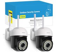 RAKEBLUE Outdoor Security Camera Wired 2 Pack,FREE Cloud Storage 1080P with 2.4G /5G WiFi,360 Degree Pan/Tilt Human Motion Detection Two Way Audio Color Night Vision