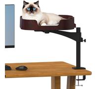 RAKEMETE Cat Desk Bed, Adjustable Up and Down and 360° Rotatable for Elevated Pet Habitat in The Home&Office - Space-Saving, Comfortable Litter, Pet Mat and Removable Indoor Cat Mat