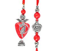 Rakhi Bhaiya Bhabhi Set of 2 Brother and Bhabhi Rakhi Lumba set Couple Pair Thread Bracelet for Bhaidooj Tikka Diwali Decorations Set Gift Pack for Brother Sister Indian Traditional Festival