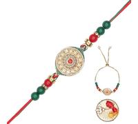 Rakhi Bhaiya Bhabhi Set of 2 For Brother Bhabhi Rakhi Lumba set Couple Pair Thread Bracelet for Raksha Bandhan Set Bracelets and Rakhee Gift Card for Brother Sister Indian Traditional Festival, 8