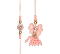 Rakhi Bhaiya Bhabhi Set of 2 For Brother Bhabhi Rakhi Lumba set Couple Pair Thread Bracelet for Raksha Bandhan Set Bracelets and Rakhee Gift Card for Brother Sister Indian Traditional Festival, 8