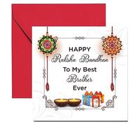 Rakhi Cards for Brothers Writable Greeting Cards with Red envelopes Raksha Bandhan Card (150 x 145 mm)