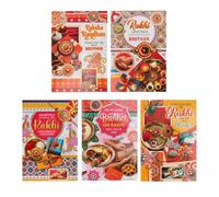 Rakhi Cards Pack of 5 with Envelopes Raksha Bandhan Greeting Card Set Multipack Assorted Designs for Brother Sister Festival Cards
