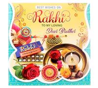 Rakhi Cards Raksha Bandhan Greeting Card with Rakhi Thread Dora Dora Simple Rakhadi Bracelet for Brothers Hindu Indian Festival with Envelope (Green)