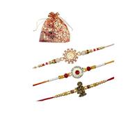 Rakhi for brother, Beautiful Om with flower designed rakhi with Radhe Krishna playing flute, Multicolor stones, Raksha Bandhan Rakhi Gift Wrist bands for loving Sibling/Brother, Sister, Father, family