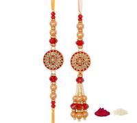 Rakhi for Brother | Indian Designer Rakhi Thread Gift for Bhai, Bhaiya, Bhatija & Bhabhi | Includes Super Hero Rakhi for Kids | Compatible with Raksha Bandhan Celebrations, M, Plastic, multi color