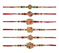 Rakhi for Brother | Indian Designer Rakhi Thread Gift for Bhai, Bhaiya, Bhatija & Bhabhi | Includes Super Hero Rakhi for Kids | Compatible with Raksha Bandhan Celebrations, M, Plastic, multi color