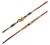 Rakhi For Brother Set Of 2 With Greeting Card,Beautiful Artisanal Rakshabandhan Rakhi Gift Set For Brother Bhaiya Bhai Bro, Colourful Beads Traditional Indian Style Rakshbandhan Rakhi Gift For Brother