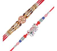 Rakhi for Brother Sister Set of 2 Rakhi Thread Bracelet Dora Set Gift Card | Set of 2 Rakhi for Brother Bhaiya Veera Rakhi Thread Bracelets Dora Set Stone for Indian Traditional Raksha Bandhan Festival