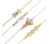Rakhi for Brother Sister Set of 4 Rakhi Thread Bracelet Dora Set Gift Card