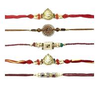 Rakhi for Brothers 5PC Assorted Raksha Bandhan Thread Bracelets Rakhi Set for Bhaiya Brother on Rakhi Hindu Indian Festival Simple Handmade Rakhadi Threads Mix Multi Design Color