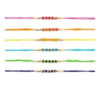 Rakhi for Brothers Multicolour Colourful Bead Raksha Bandhan Thread Rakhi for Bhaiya Brother on Rakhi Hindu Indian Festival Handmade Rakhadi Threads Set of 6