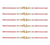 Rakhi for Brothers Set of 6 Raksha Bandhan Thread Peacock Pendant Beaded Rakhi for Bhaiya Brother on Rakhi Hindu Indian Festival Rakhadi Threads Gift