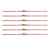 Rakhi for Brothers Set of 6 Raksha Bandhan Thread Peacock Red Blue Beaded Rakhi for Bhaiya Brother on Rakhi Hindu Indian Festival Rakhadi Threads Gift