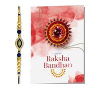 Rakhi Gift Set with Greeting Card for Brother - Evil Eye Design Rakhi Thread for Raksha Bandhan, Gift for Brother, Cousins, Traditional Festival Rakhi Combo, Meaningful Sibling Celebration Gift