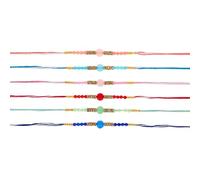 Rakhi Thread for Brothers Set of 6 Pastel Ball Bead Bandhan for Bhaiya Brother on Rakhi Hindu Indian Festival Handmade Rakhadi Rakhari Threads