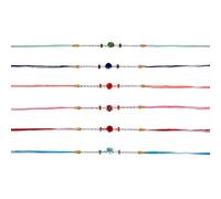 Rakhi Thread for Brothers Set of 6 Raksha Bandhan Multicolour Pastel Gemstone Clear Bead Rakhi for Bhaiya Brother on Rakhi Hindu Indian Rakhadi Threads Gift
