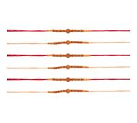 Rakhi Thread for Brothers Set of 6 Wooden Bead Bandhan for Bhaiya Brother on Rakhi Hindu Indian Festival Handmade Rakhadi Rakhari Threads