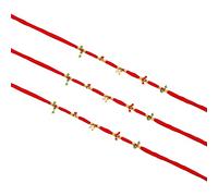Rakhi Threads for Brothers Set of 3 Raksha Bandhan Rakhi Bracelets for Bhaiya Brother on Rakhi Hindu Indian Festival Dangling Multicoloured Beads Handmade Rakhadi Threads (Red)