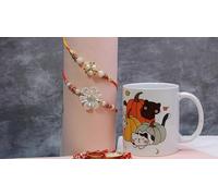 Rakhi with Coffee Mug Gift Combo for Rakshabandhan, Rakhi Gift for Brother with Ceramic Coffee Printed Mug for Brother's & Sister's