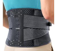 Rakiie Back Support Belt, 6X Metal Lower Back Support for Men & Women, Lightweight Lumbar Support with 3D Pad, Breathable Support Belt for Herniated Disc, Sciatica Pain Relief, Gray M