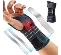 Rakiie Carpal Tunnel Wrist Brace, Adjustable Night Wrist Support with 3 Metal Splints, Hand Brace for Men Women No Pressure on Thumb, Splint Stabilizer for Work, Arthritis, Purple Left Hand, L