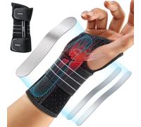 Rakiie Carpal Tunnel Wrist Brace, Adjustable Night Wrist Support with 3 Metal Splints, Hand Brace for Men Women No Pressure on Thumb, Splint Stabilizer for Work, Gray Right Hand L(8.27-9.84")