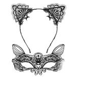 Rakiuty Cat Mask and Cat Ears Headband Ladies Masquerade Halloween Mask Costume Accessories Makeup Party Gifts,for Halloween,Carnival,Christmas Party